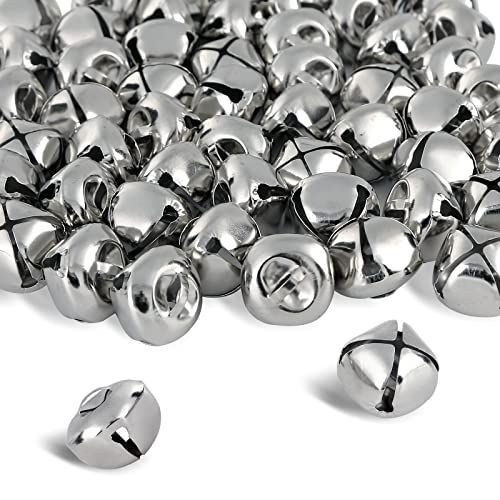 BigOtters 50 Pcs Jingle Bells for Crafting, 1 Inch Craft Bells Bulk for DIY, Home Christmas Decoration, Silver