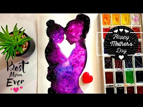 Step by step Mother&#039;s Day Special Painting for beginners|| Mom and daughter Double Exposure