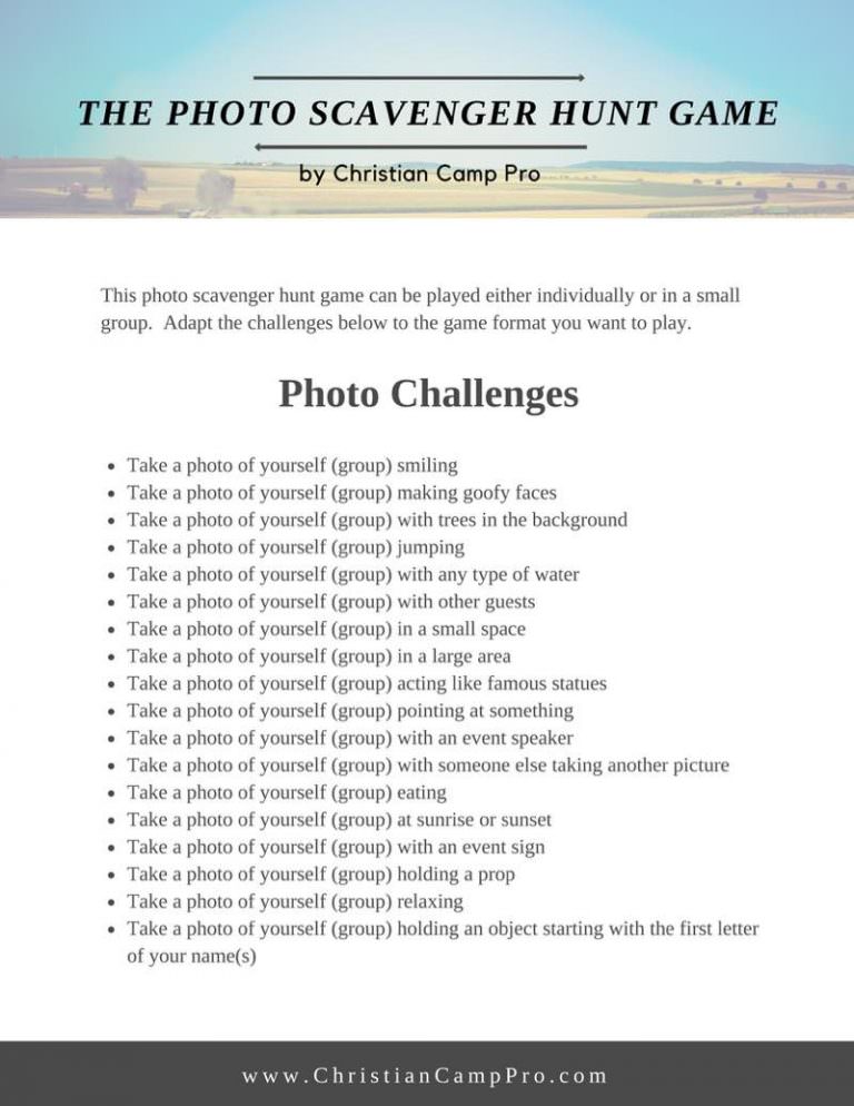 The Photo Scavenger Hunt Game - Christian Camp Pro