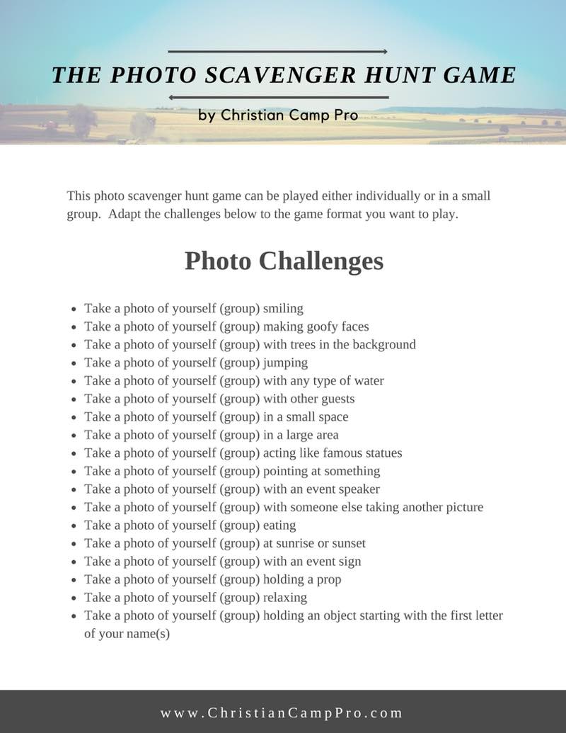 The Photo Scavenger Hunt Game - Christian Camp Pro