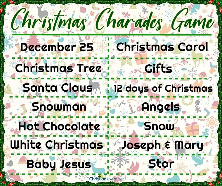 christmas charades game printable