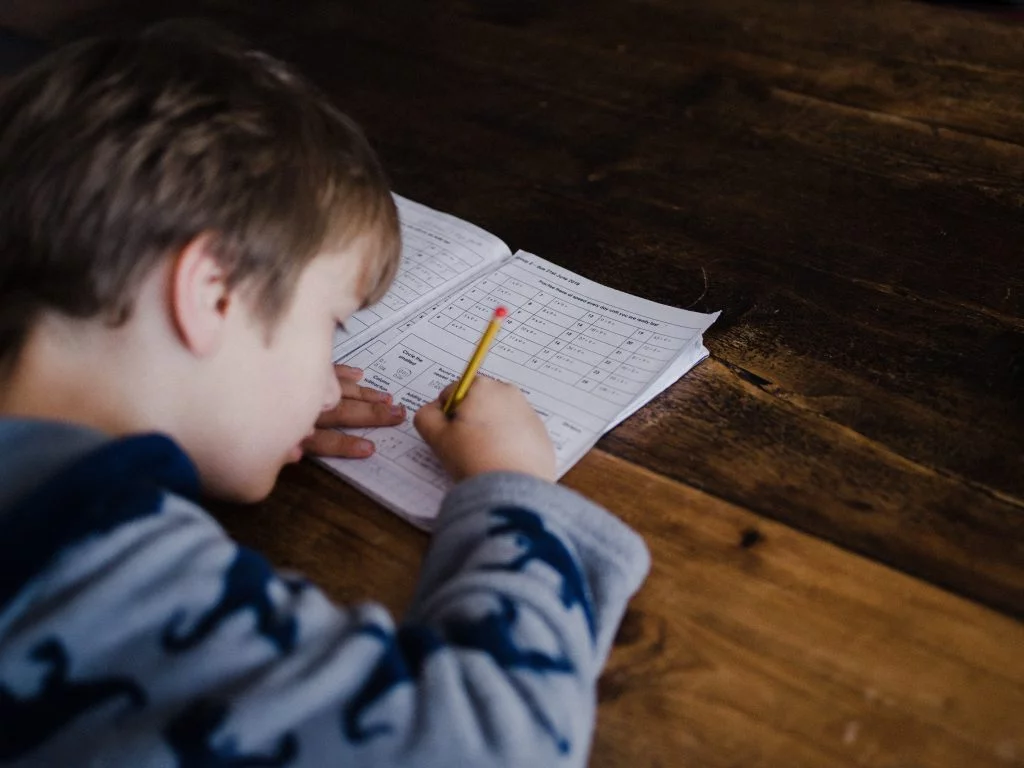 boy studying hard